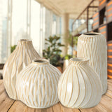 4 Piece Beige Vase Set, 7.5 Inches