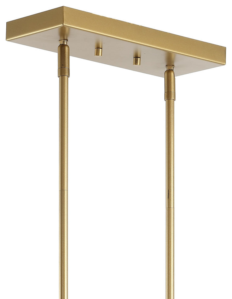 Anna 38.5" Linear 5-light Metal/Glass LED Pendant, Brass Gold