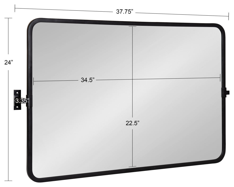 Elijah Pivot Wall Mirror, Black 38x24