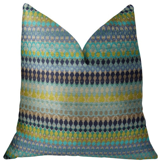 Plutus Alpenglow Turquoise Handmade Throw Pillow, (Double sided  26" x 26")