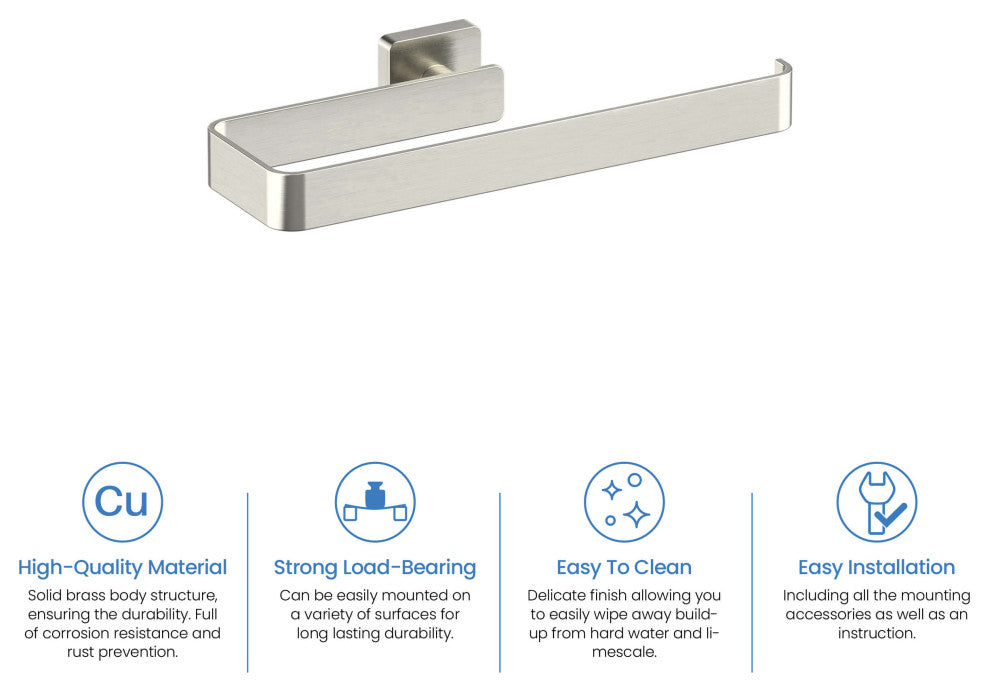Blaze 10 inch Bathroom Towel Bar, Brushed Nickel