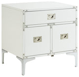 Monica Modern Lacquer Finish Chrome Metal Leg Side Table, White