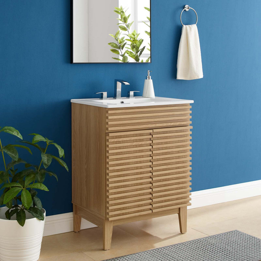 Render Bathroom Vanity Oak White