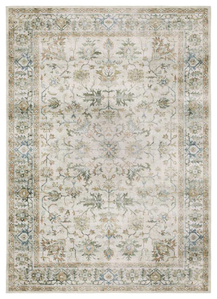 Celestia Machine Washable Vintage Indoor Area Rug, Ivory, 7'6"x10'