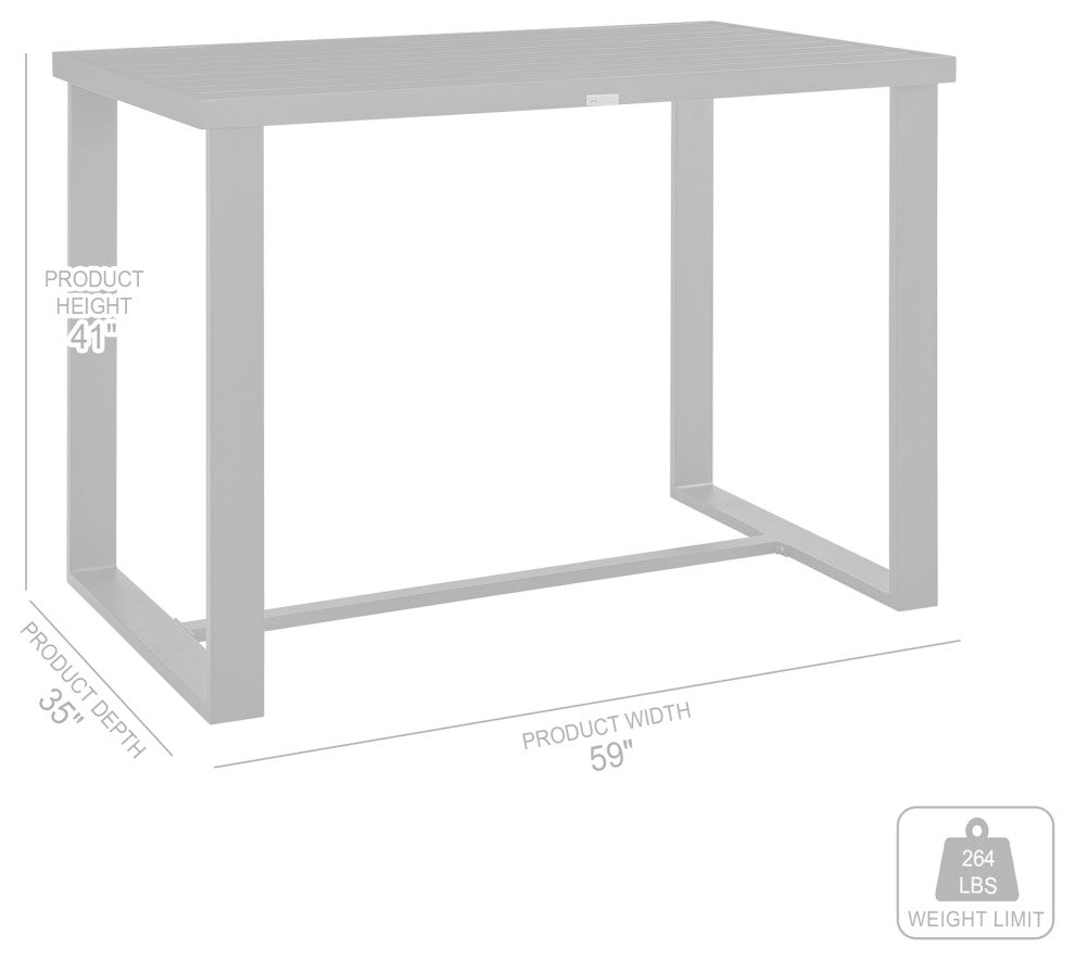 Alegria Outdoor Patio Bar Height Dining Table, Aluminum