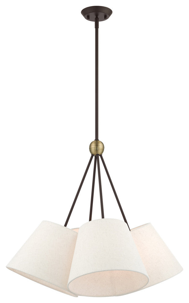 Livex Lighting Prato 4 Light Bronze With Antique Brass Accents Chandelier