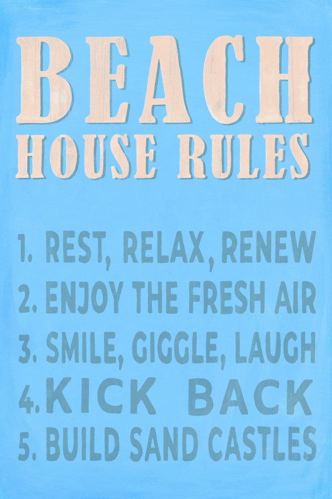"Beach Rules" Painting Print on Wrapped Canvas, 12x18