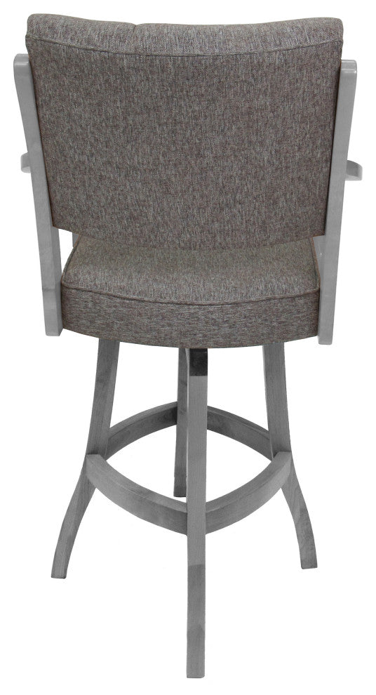 Swivel Counter Wood Bar Stool Casa on S-Base, Mojave Grey - White, 34"