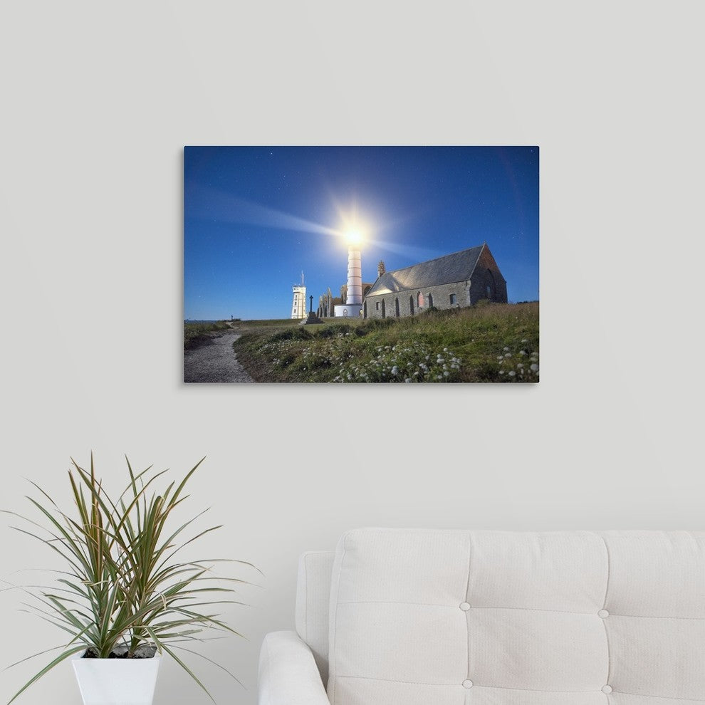 "Pointe Saint Mathieu lighthouse" Wrapped Canvas Art Print, 24"x16"x1.5"