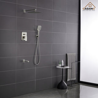 9inch Shower System Brushed Nickel Dual Head Waterfall Shower Bar System, Brushed Nickle