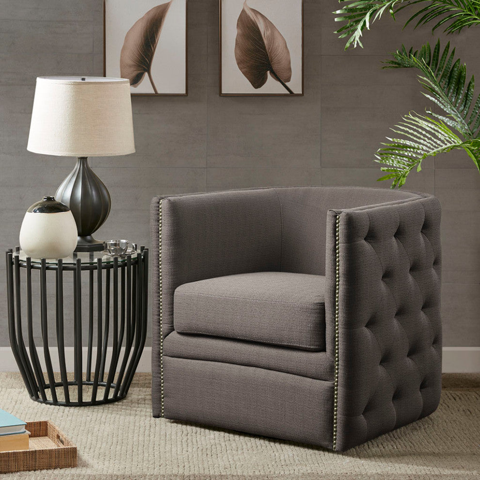 Madison Park Capstone Swivel Chair, Dark Gray