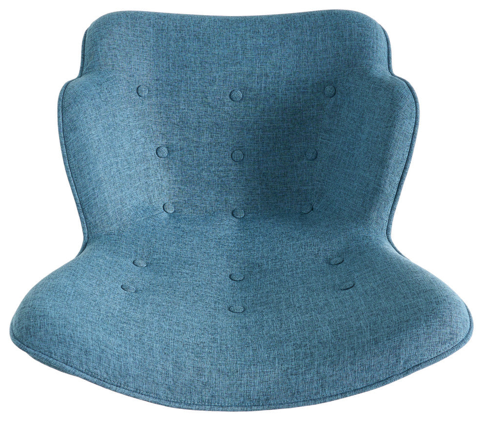 Hariata Mid-Century Modern Wingback Chair and Ottoman Set, Muted Blue