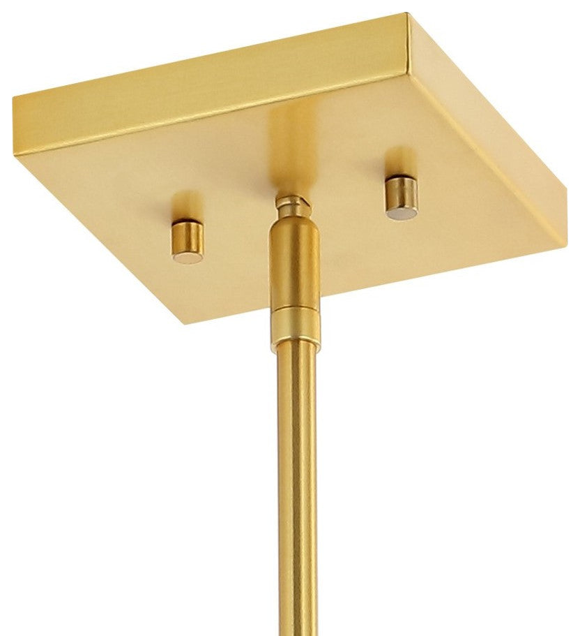 Lloyd 4-Light Industrial Iron LED Pendant, Black/Brass Gold, Width: 15"