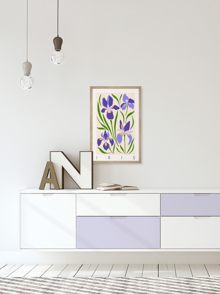 "Wild Iris Flowers" Framed Painting Print, 30x45