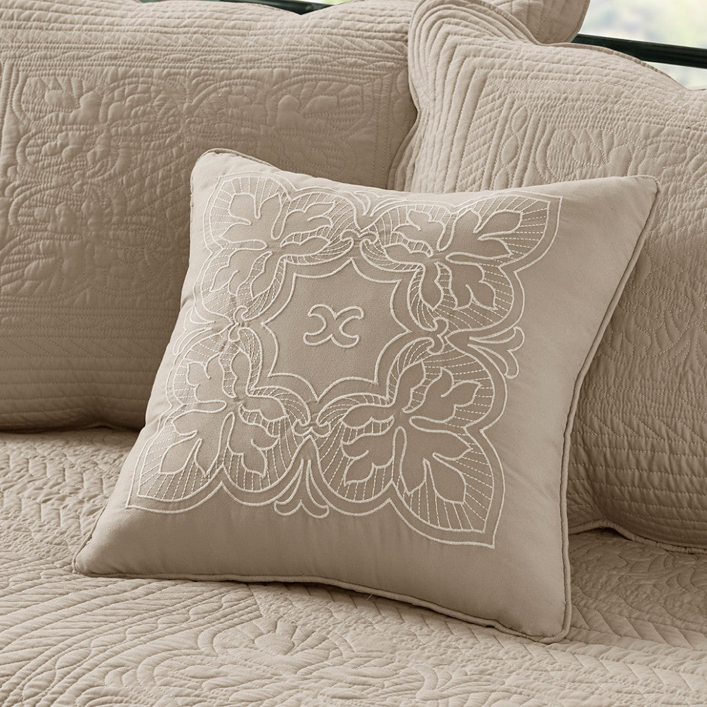 Madison Park Tuscany 6 Piece Reversible Scalloped Edge Daybed Cover Set, Khaki