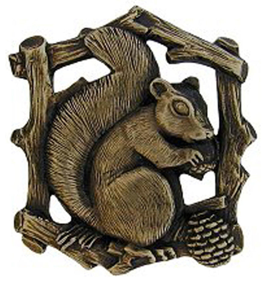 Squirrel Left Knobs, Antique-Style Brass