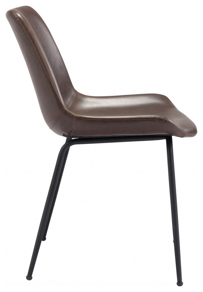Set of Two Brown and Black Top Shelf Modern Rugged Dining Chairs