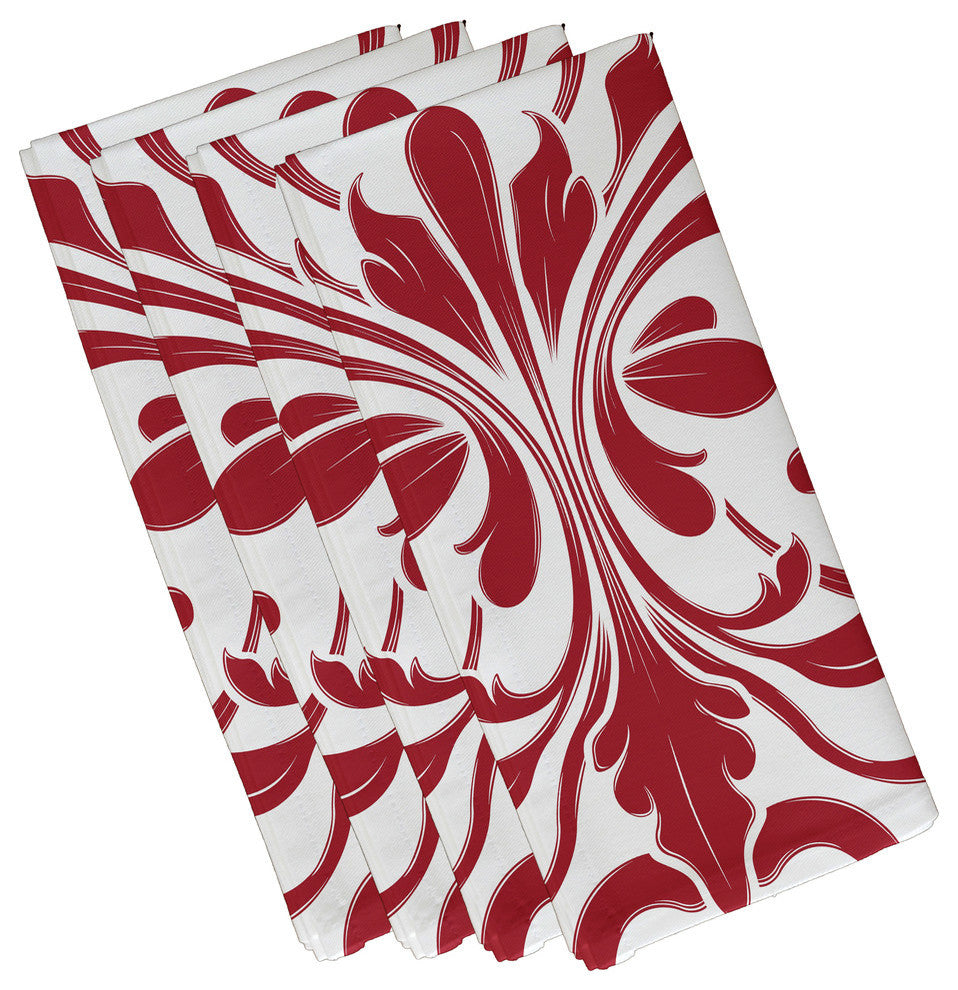 22"x22" British Colonial, Geometric Print Napkin, Red, Set of 4