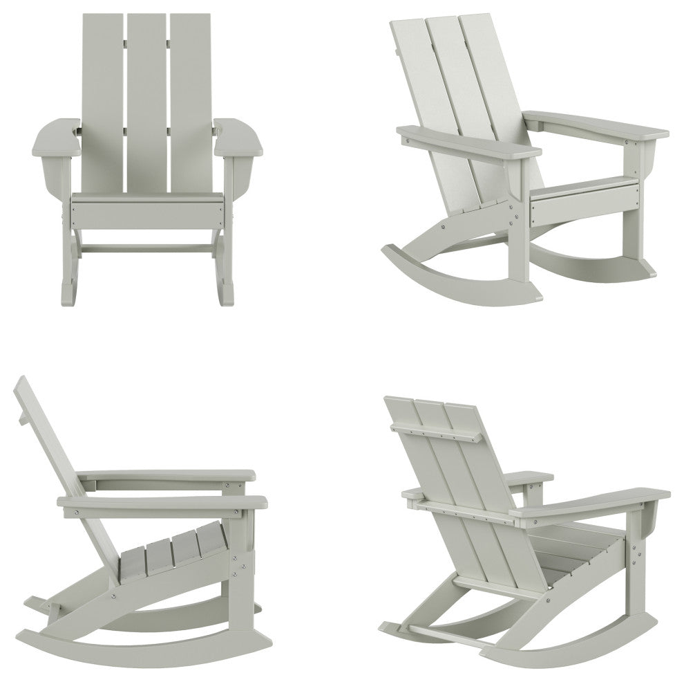 WestinTrends 4PC Modern Adirondack Outdoor Rocking Chair Set, Porch Rockers, Sand