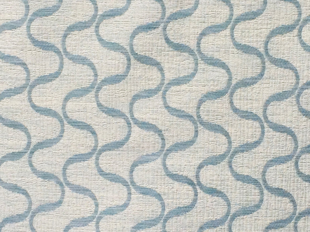 Teal Blue Waves Curtain Fabric By The Yard Upholstery Fabric Drapery