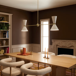 Phix 4 Light Chandelier Linear, Single, Champagne Bronze and White