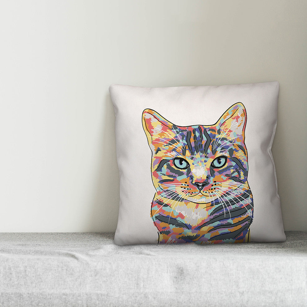 Watercolor Cat Throw Pillow Cover