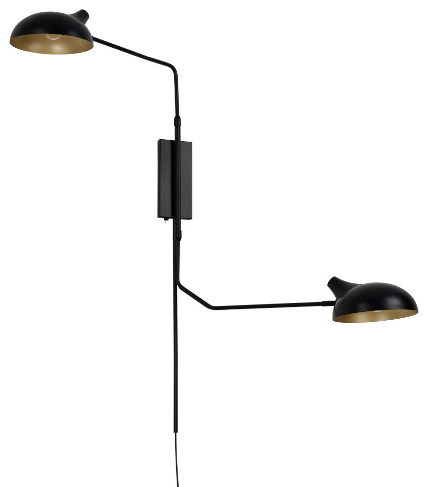 Zlite 1942-2S-MB 2-Light Wall Sconce, Matte Black Outer/Gold Inner