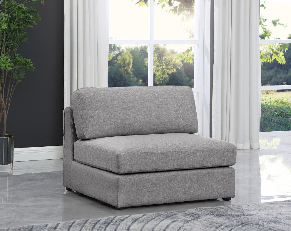 Beckham Beige Durable Linen Textured Fabric Armless, Grey, Armless Chair