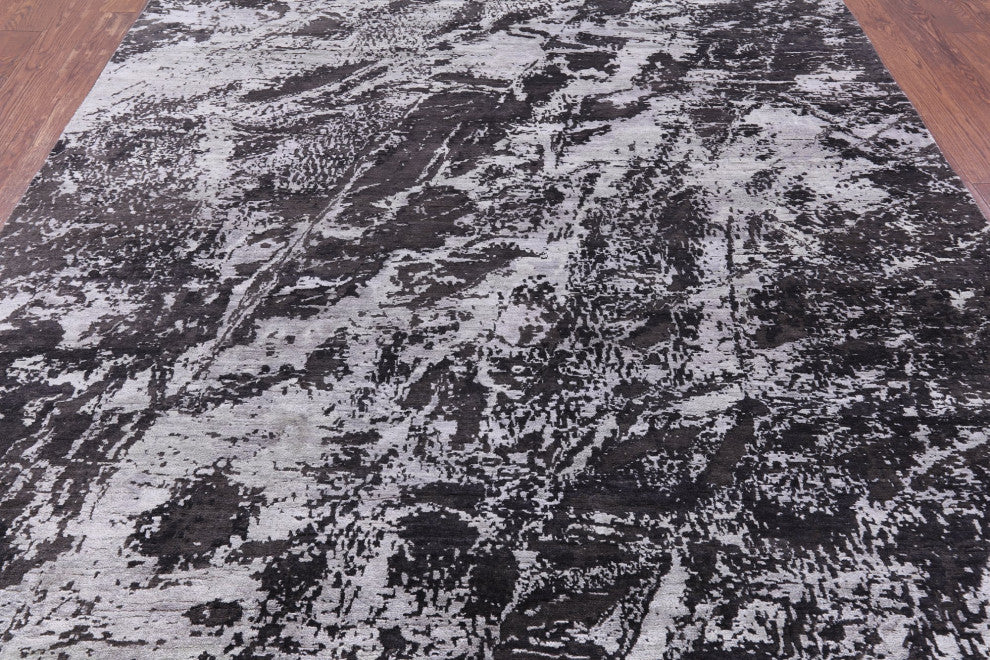 Handmade Abstract Wool and Silk Rug 7' 10" X 10' 1" Q9132