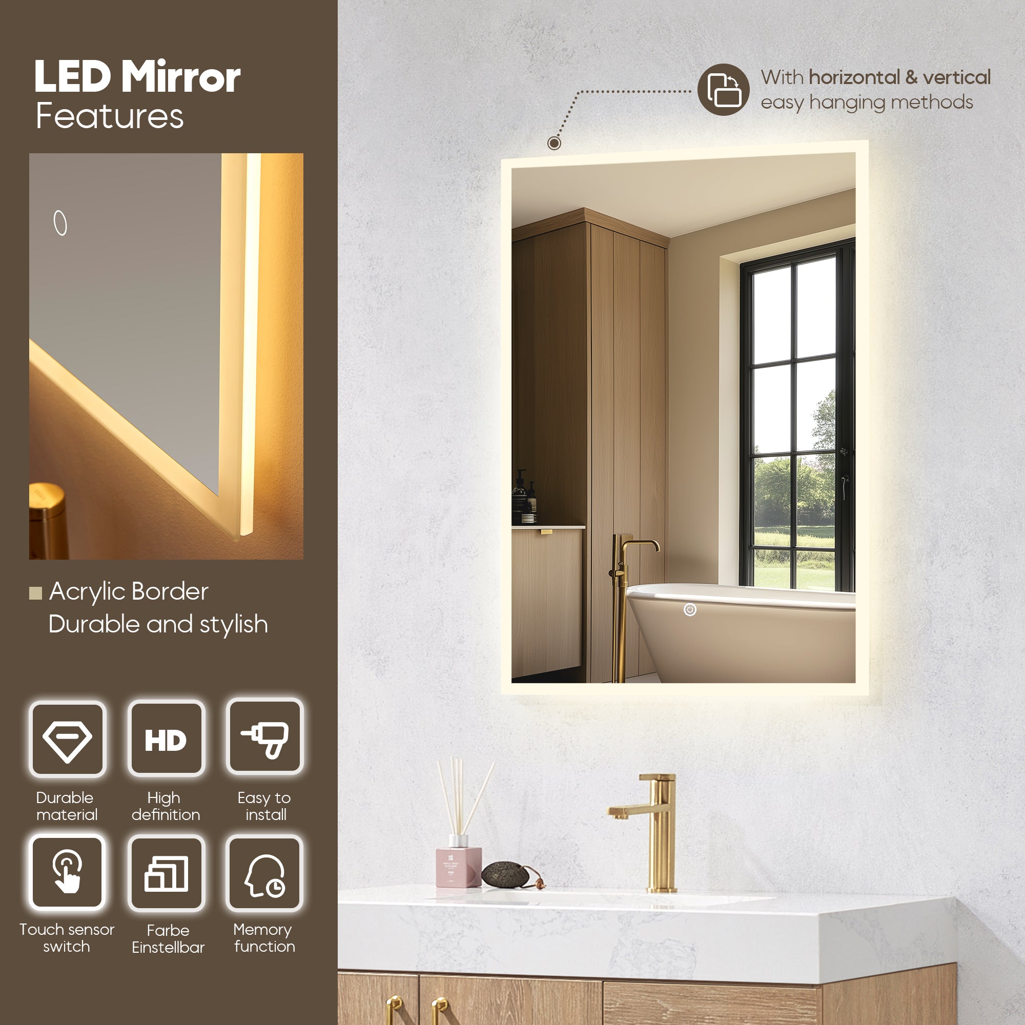 Alistair Vanity, North American Oak With Countertop, 42", With Mirror