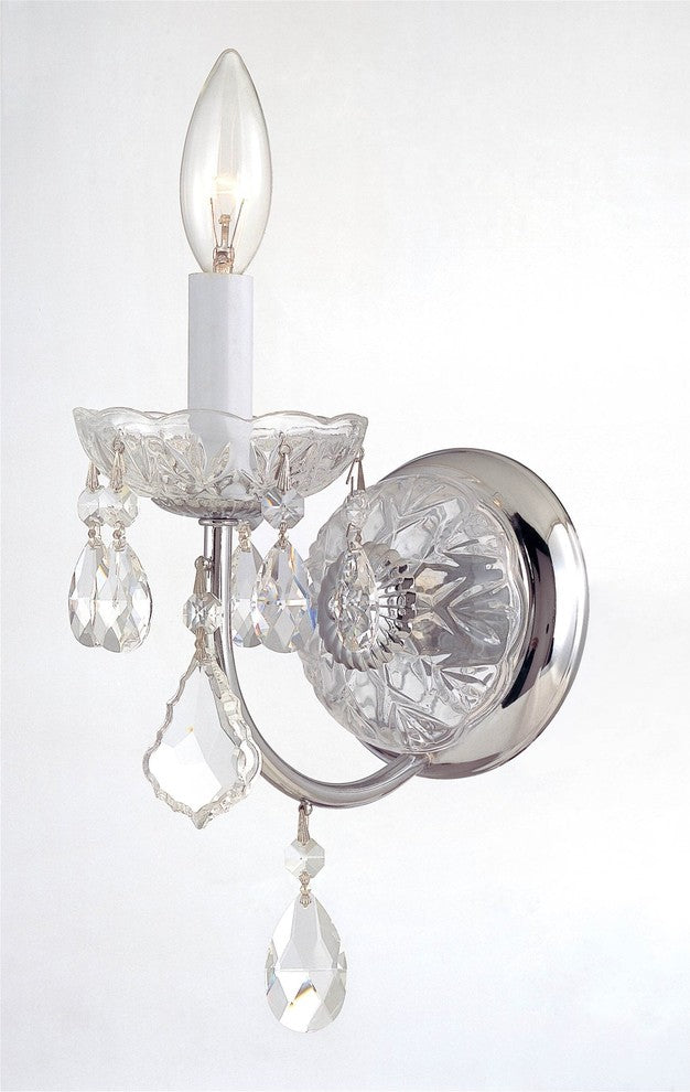 Imperial 1-Light Sconce, Polished Chrome With Clear Swarovski Strass Crystal