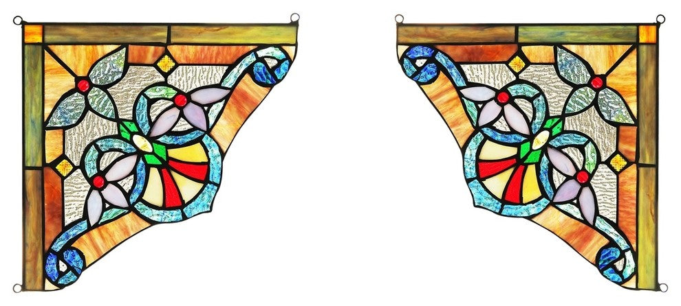 Chloe Lighting Anelisa Victorian Tiffany Glass Window Panel, 10" W