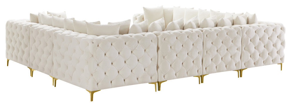 Tremblay Velvet Upholstered 8-Piece Modular U-Shaped Sectional, Cream