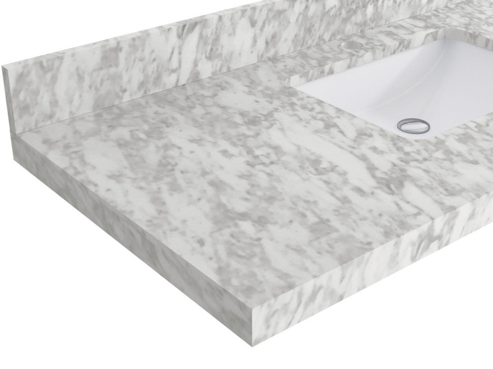 Sonoma 36 Left Offset Reeded  Bath Vanity in Black 2" Carrara Marble