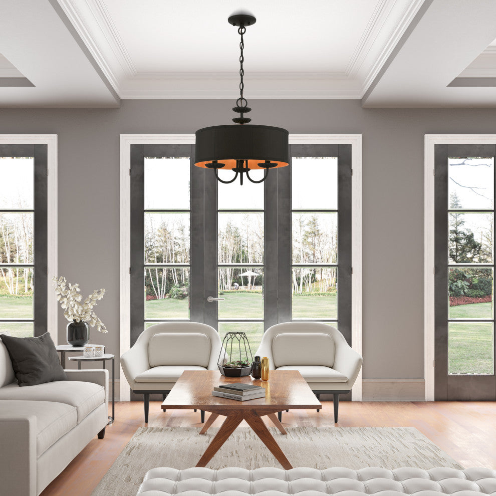 Livex Lighting 3 Light Black Pendant Chandelier