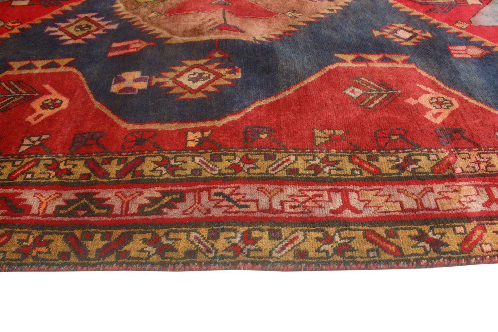 Fine Vintage Distressed Marlan Navy/Rust Runner, 4'7x10'0