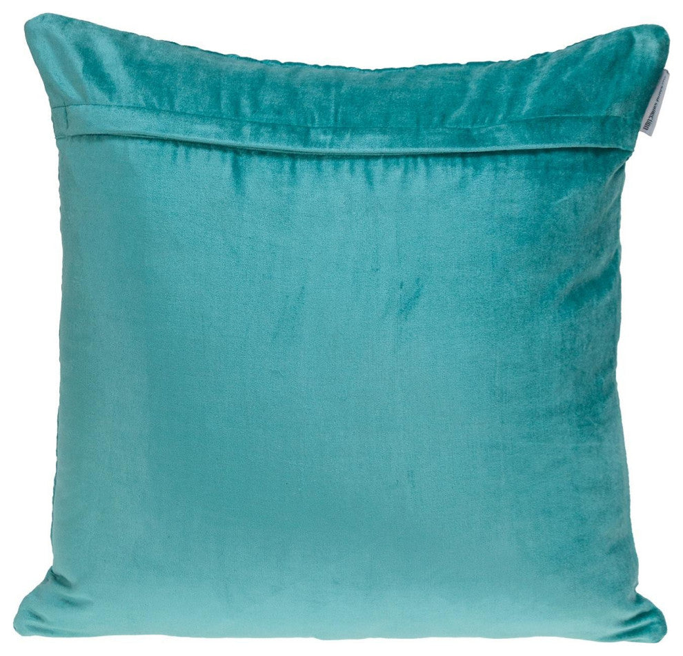 Aqua Quilted Velvet Geo Decorative Throw Pillow