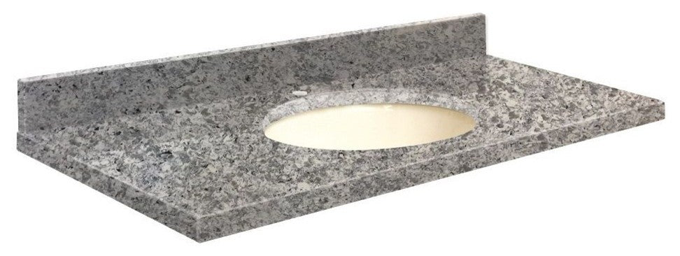 Quartz 49"x22" Vanity Top, Biscuit Bowl, Overture, Single Hole