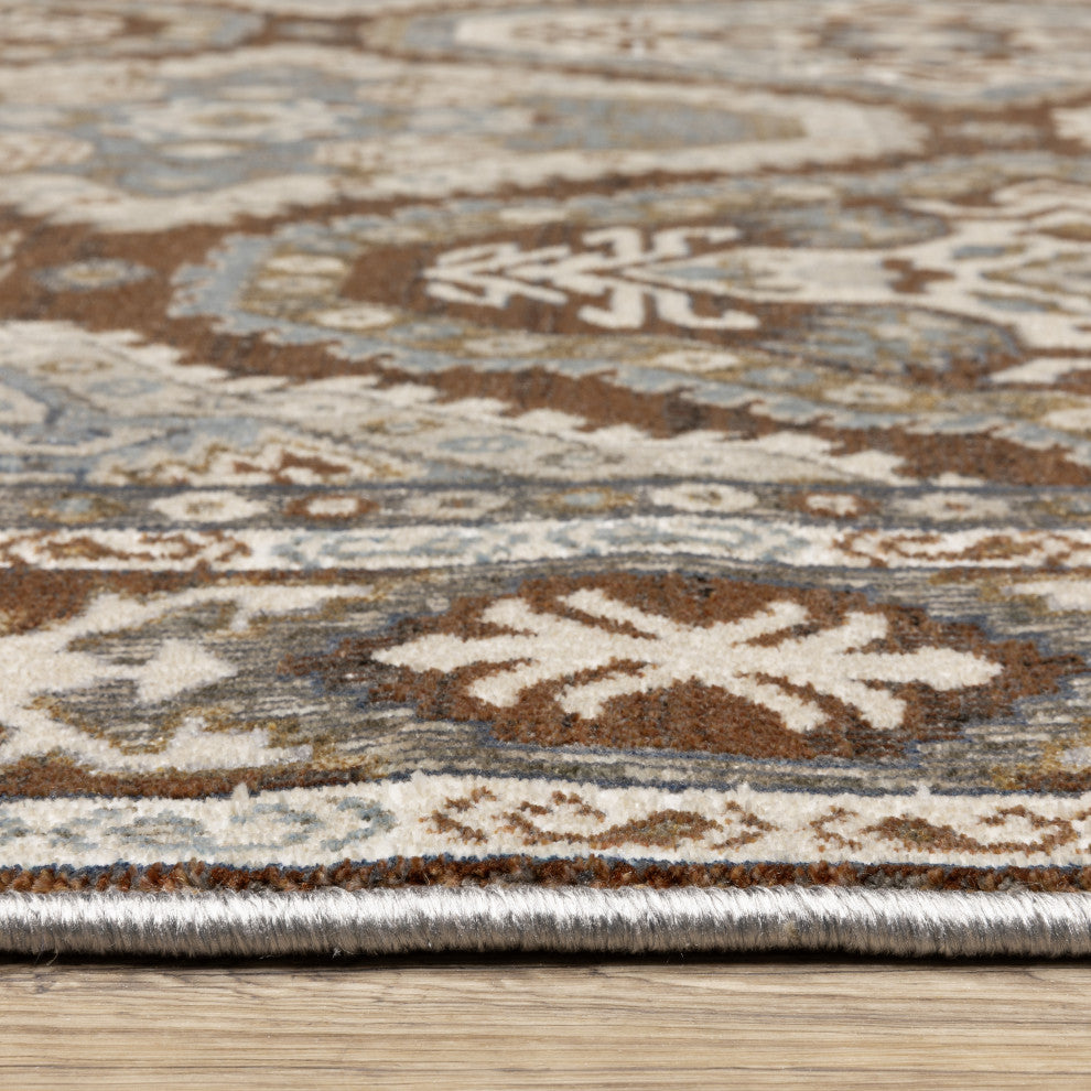Emilia Traditional Panel Medallion Rust/ Blue Area Rug Runner 2'3" x 7'6"