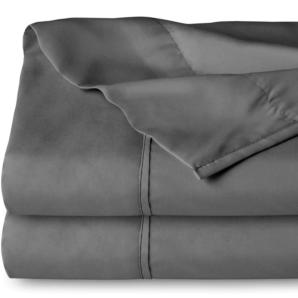 Bare Home Flat Top Sheets - Multi-Pack, Gray, Twin/Twin Xl, Set of 2