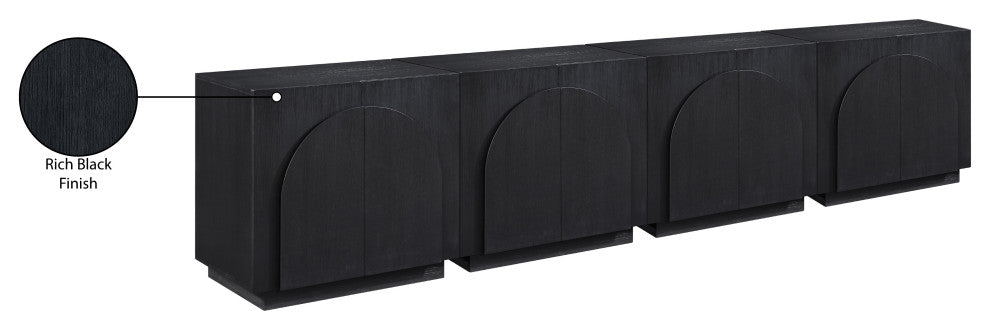 Navona Oak Veneer Sideboards / Buffet, Black, 4pc
