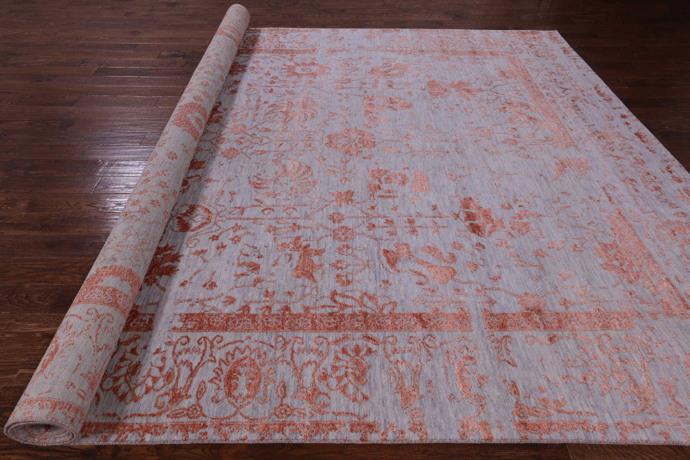 Persian Hand Knotted Wool and Silk Rug 9' 11" X 13' 10" Q9117