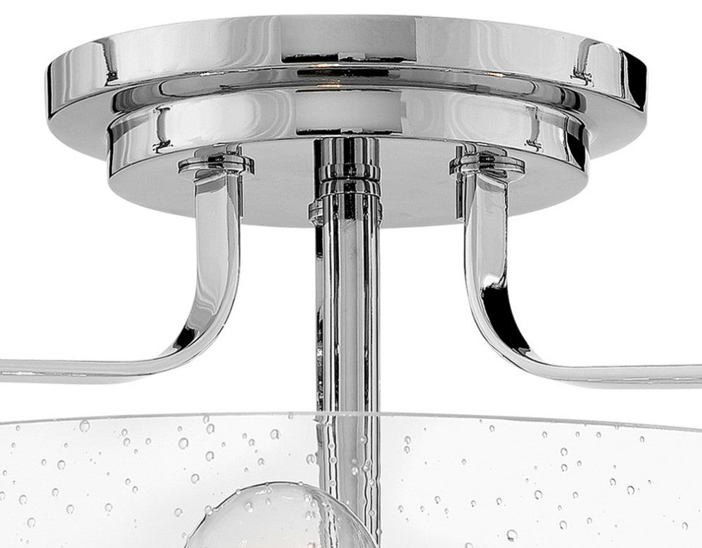 Hinkley Harper 18" Large Semi-Flush Ceiling Light, Chrome + Clear Seedy