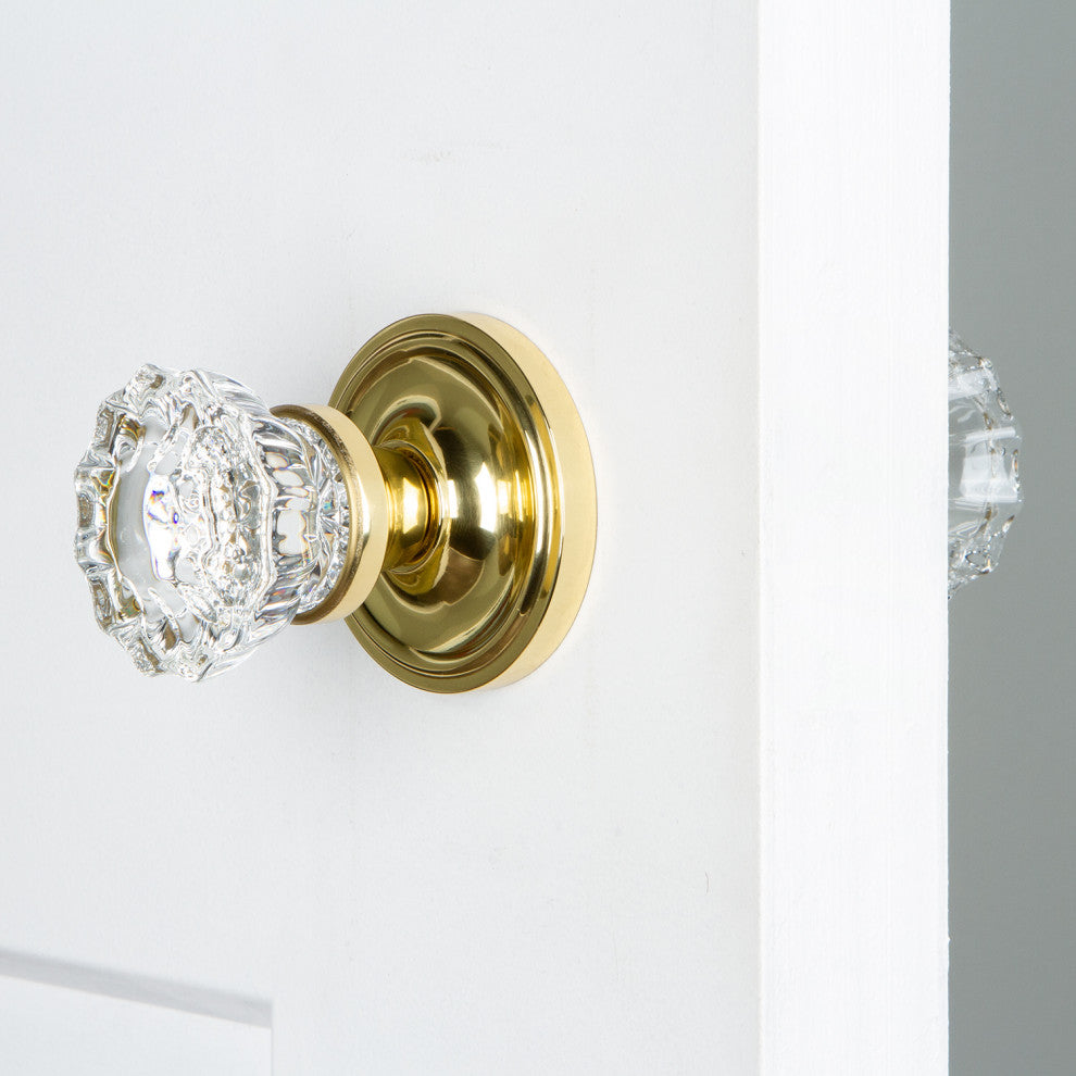 Single Classic Rosette With Crystal Knob, Antique Pewter, Polished Brass, Double