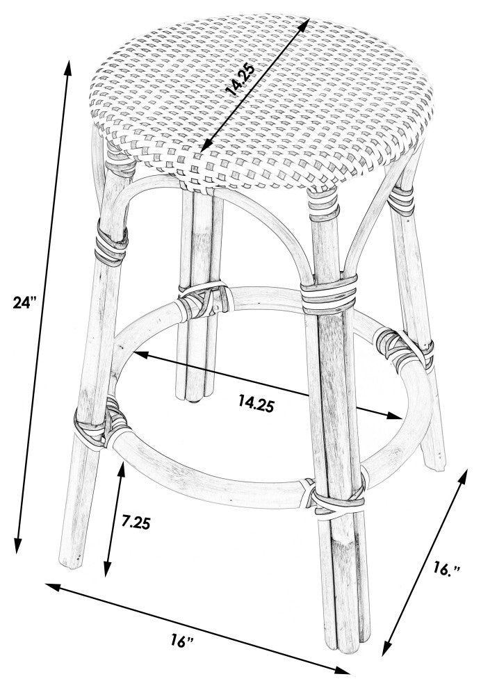 Tobias Rattan Counter Stool, Gray and Yellow