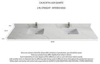 Fenway 84 Double Sink Bath Vanity in White 2" Calacatta Laza