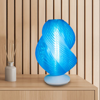 13.5" Coastal Plant-Based PLA 3D Printed Dimmable LED Table Lamp, Blue