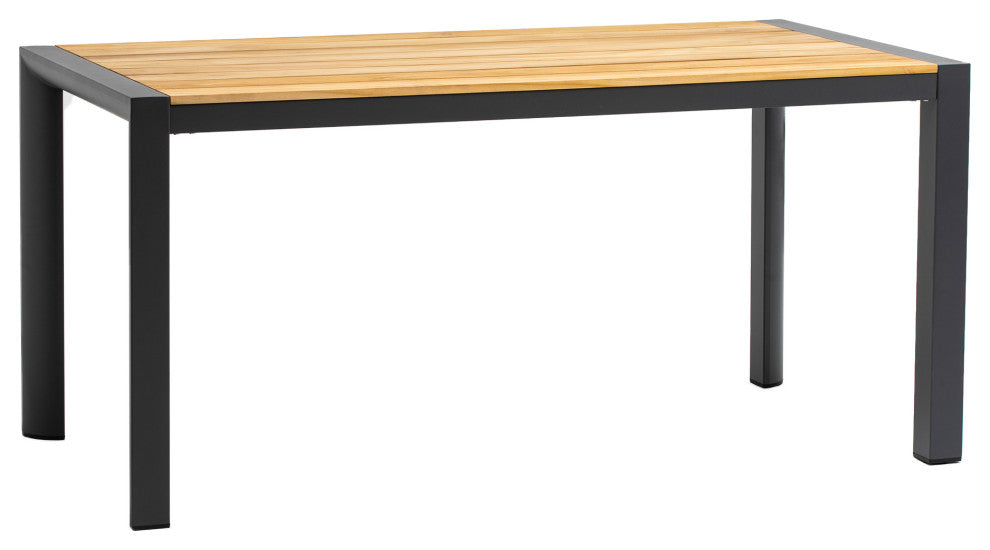 Skog 32x63" Dining Table, Natural Teak With Anthracite Legs