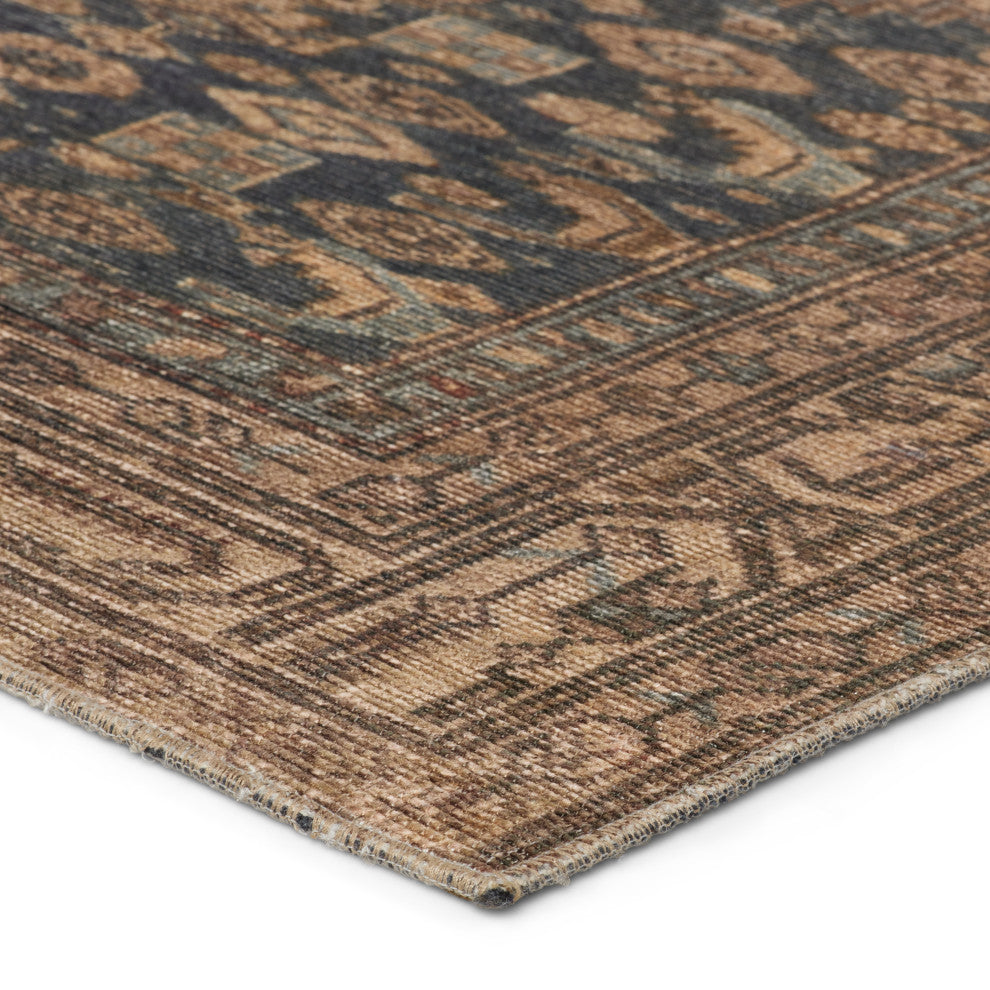 Machine Washable Jaipur Living Reeves Medallion Brown/ Blue Runner Rug 3'X10'