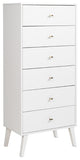 Prepac Milo Mid Century Modern Tall 6 Drawer Chest in White